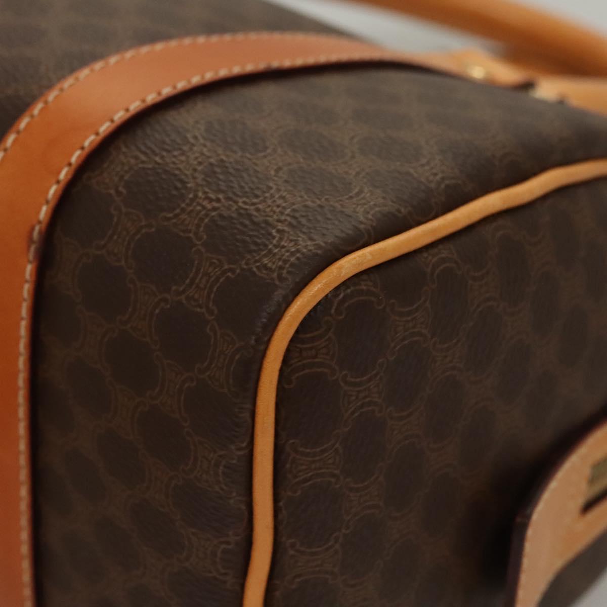 CELINE Macadam Canvas Hand Bag PVC Leather Brown Gold Auth sw200V