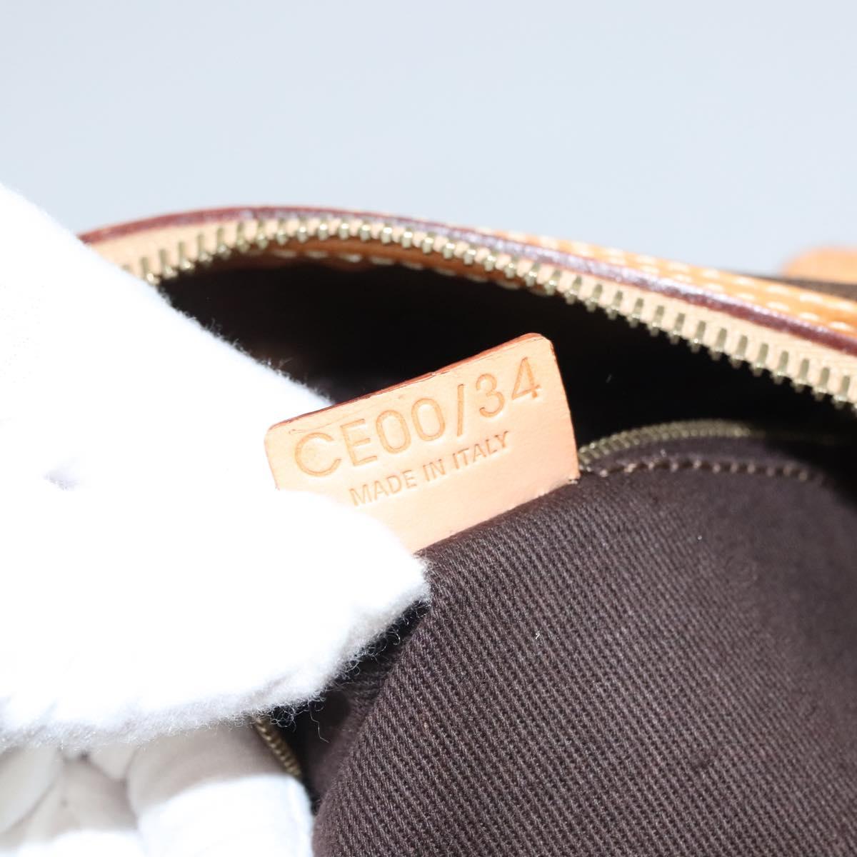 CELINE Macadam Canvas Hand Bag PVC Leather Brown Gold Auth sw200V