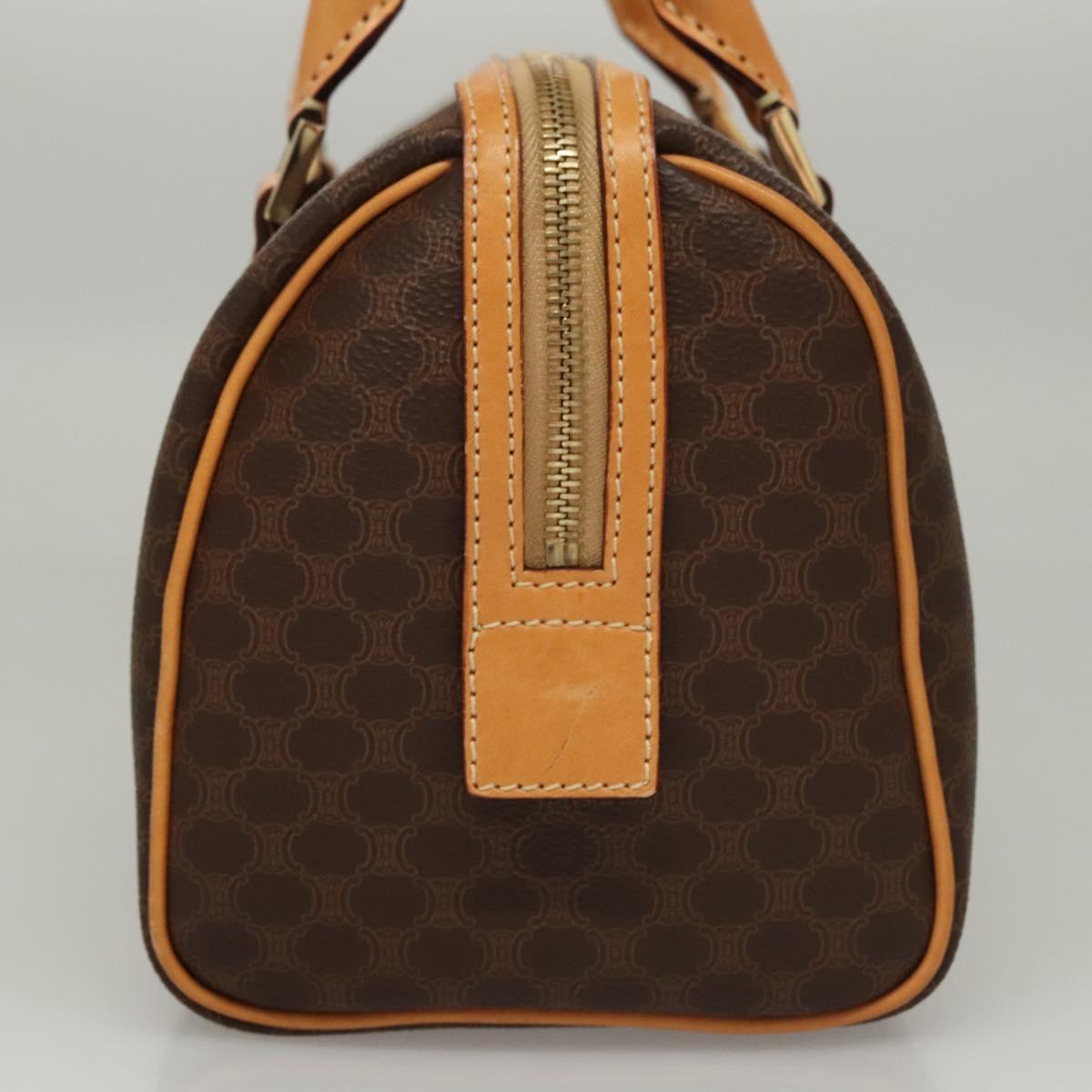 CELINE Macadam Canvas Hand Bag PVC Leather Brown Gold Auth sw200V