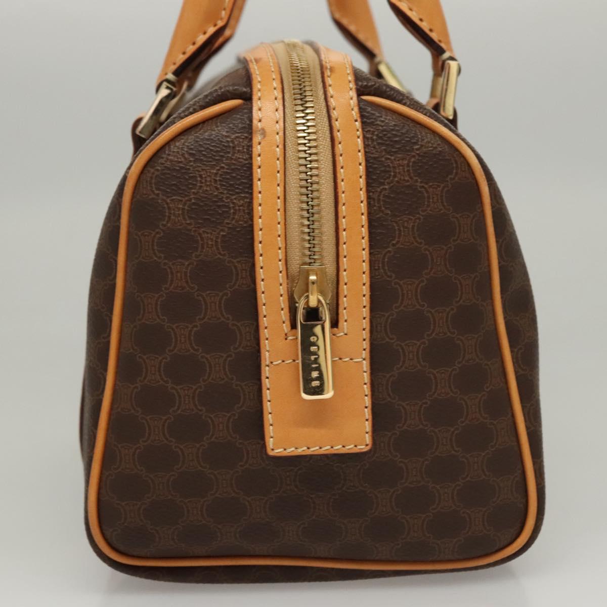 CELINE Macadam Canvas Hand Bag PVC Leather Brown Gold Auth sw200V