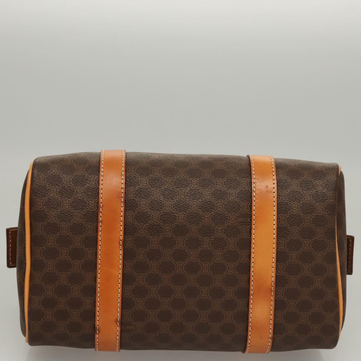 CELINE Macadam Canvas Hand Bag PVC Leather Brown Gold Auth sw200V