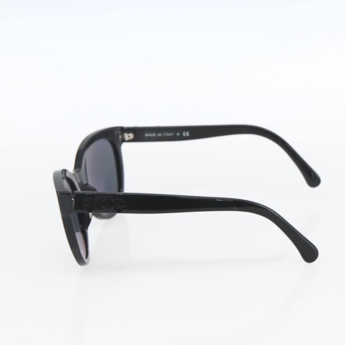 CHANEL Sunglasses plastic Black CC Auth SW2009