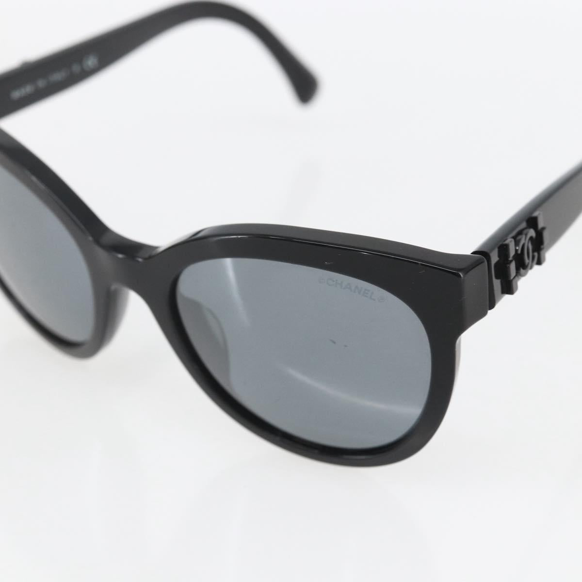 CHANEL Sunglasses plastic Black CC Auth SW2009