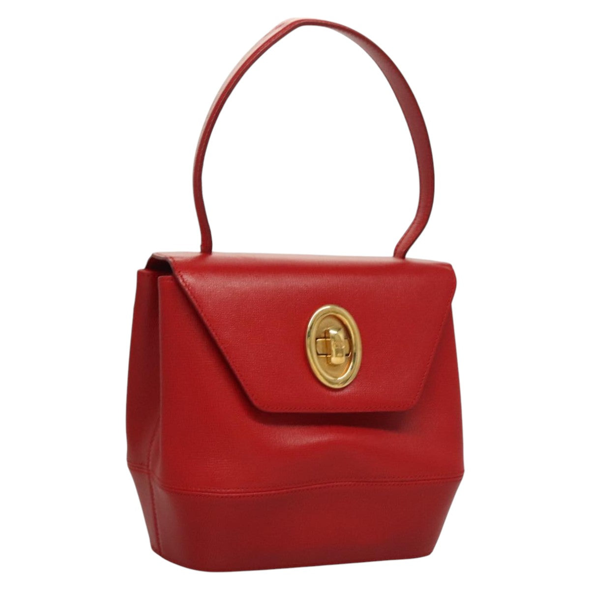 Christian Dior Hand Bag Leather Red Gold Auth sw201V