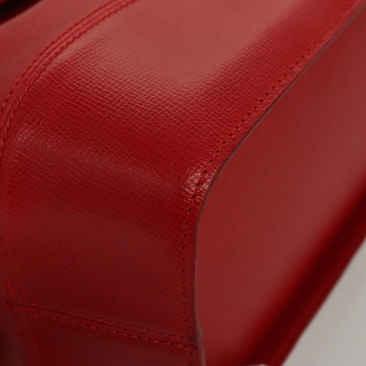 Christian Dior Hand Bag Leather Red Gold Auth sw201V