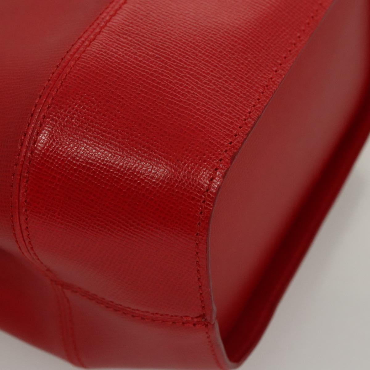 Christian Dior Hand Bag Leather Red Gold Auth sw201V