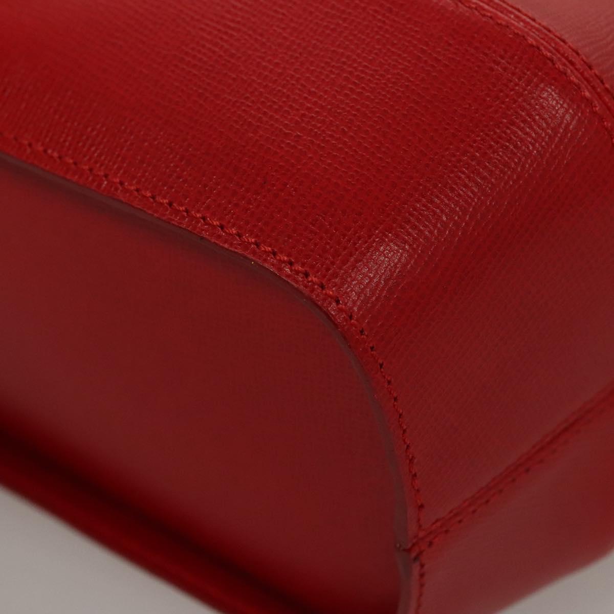 Christian Dior Hand Bag Leather Red Gold Auth sw201V