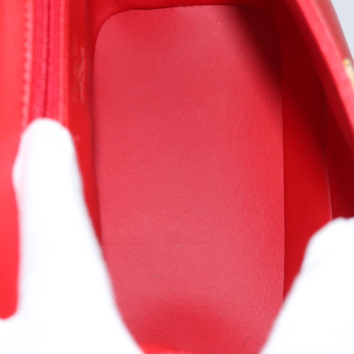 Christian Dior Hand Bag Leather Red Gold Auth sw201V