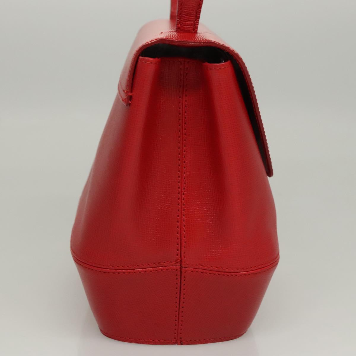 Christian Dior Hand Bag Leather Red Gold Auth sw201V