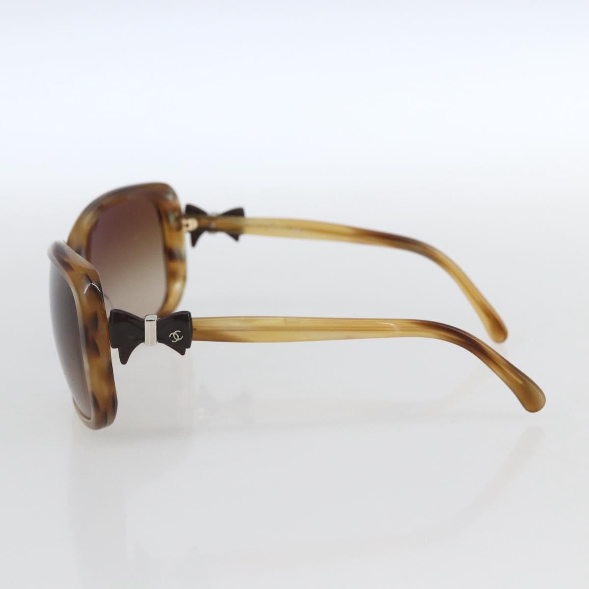 CHANEL Coco Ribbon Sunglasses plastic Brown CC Auth SW2011