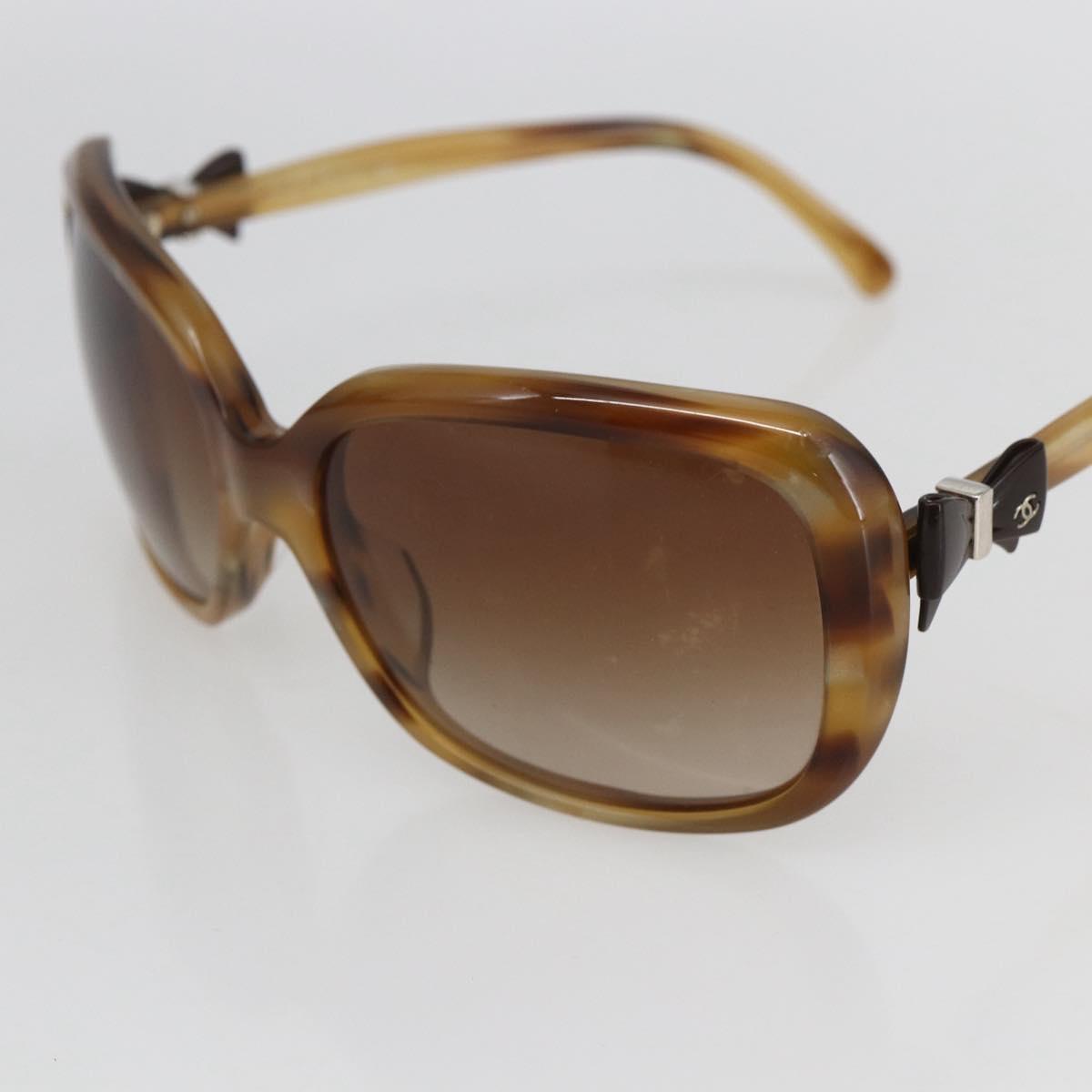 CHANEL Coco Ribbon Sunglasses plastic Brown CC Auth SW2011