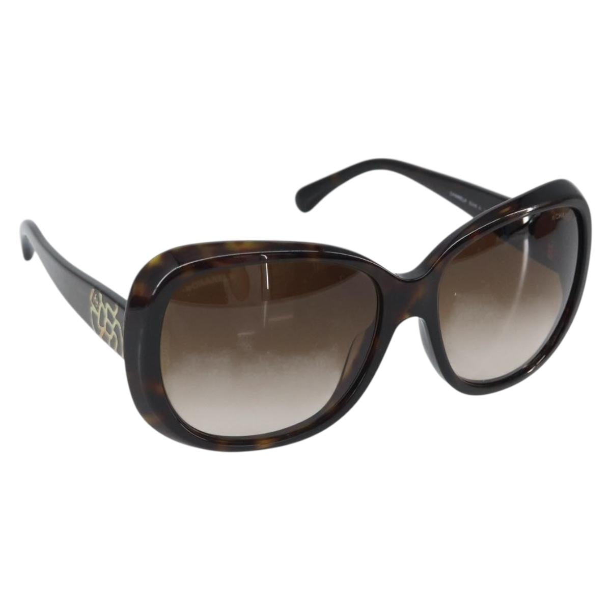 CHANEL Sunglasses plastic Brown CC Auth SW2014