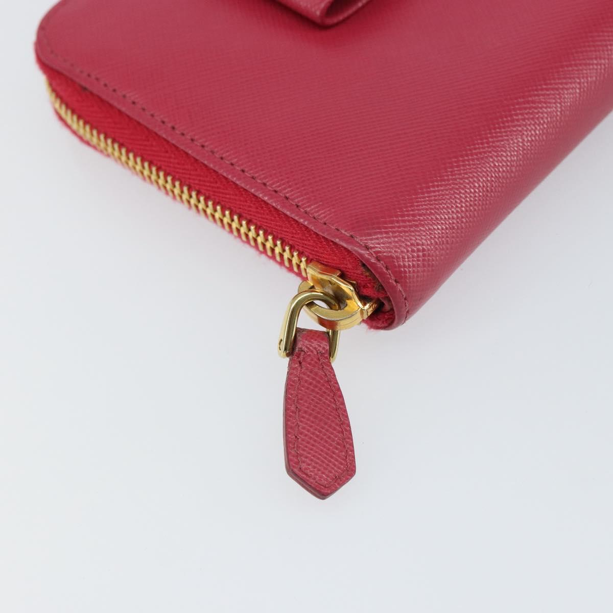 PRADA Ribbon Long Wallet Safiano leather Pink Gold Auth SW2018