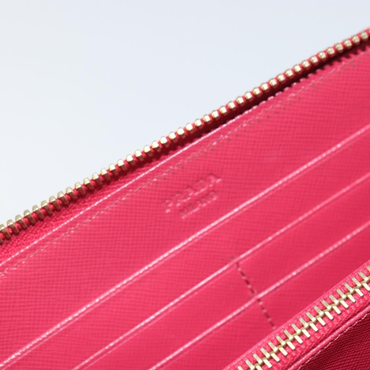 PRADA Ribbon Long Wallet Safiano leather Pink Gold Auth SW2018