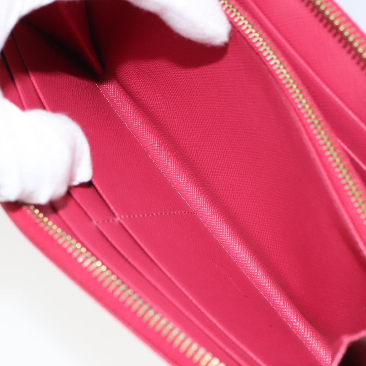PRADA Ribbon Long Wallet Safiano leather Pink Gold Auth SW2018