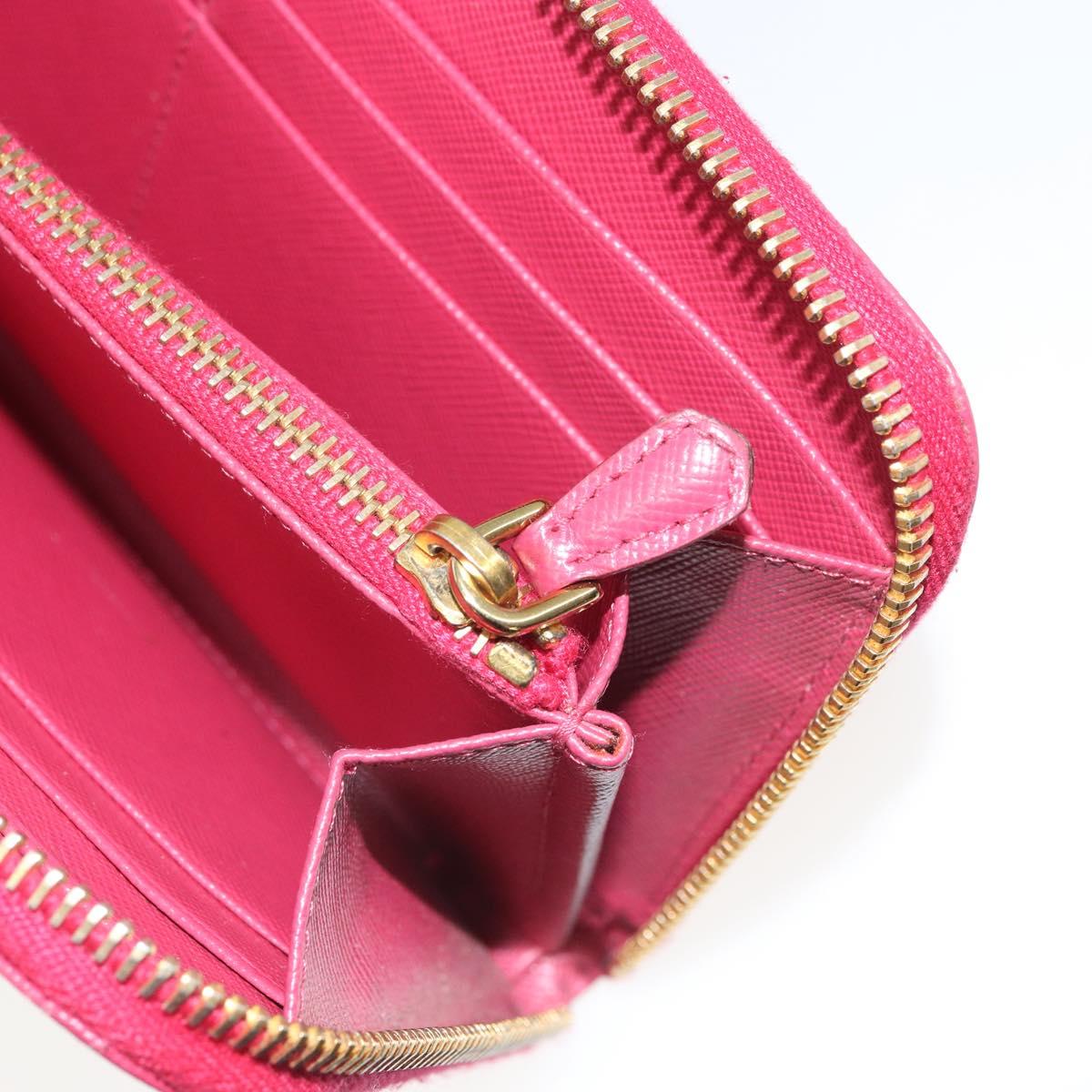 PRADA Ribbon Long Wallet Safiano leather Pink Gold Auth SW2018