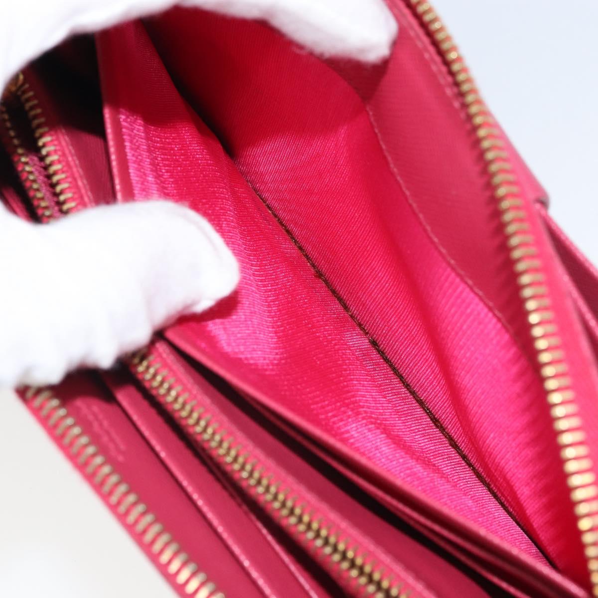 PRADA Ribbon Long Wallet Safiano leather Pink Gold Auth SW2018