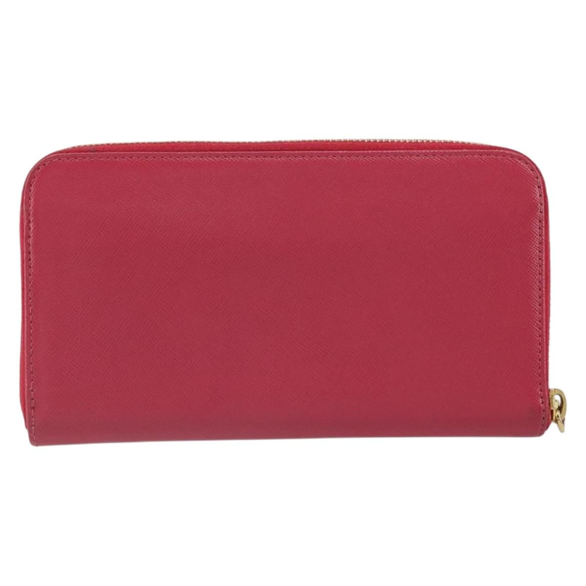 PRADA Ribbon Long Wallet Safiano leather Pink Gold Auth SW2018