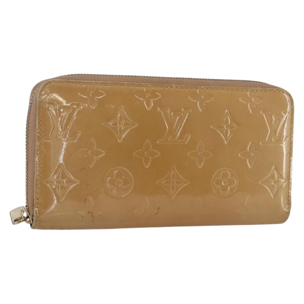 LOUIS VUITTON Monogram Vernis Zippy Wallet Beige M91470 LV Auth SW2021