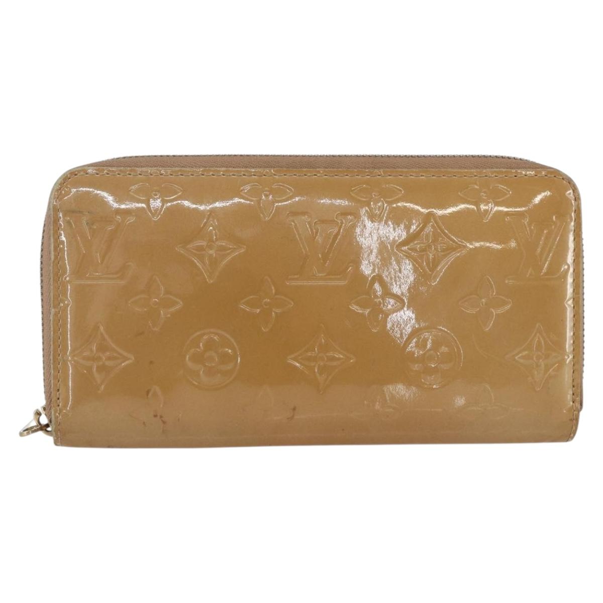 LOUIS VUITTON Monogram Vernis Zippy Wallet Beige M91470 LV Auth SW2021