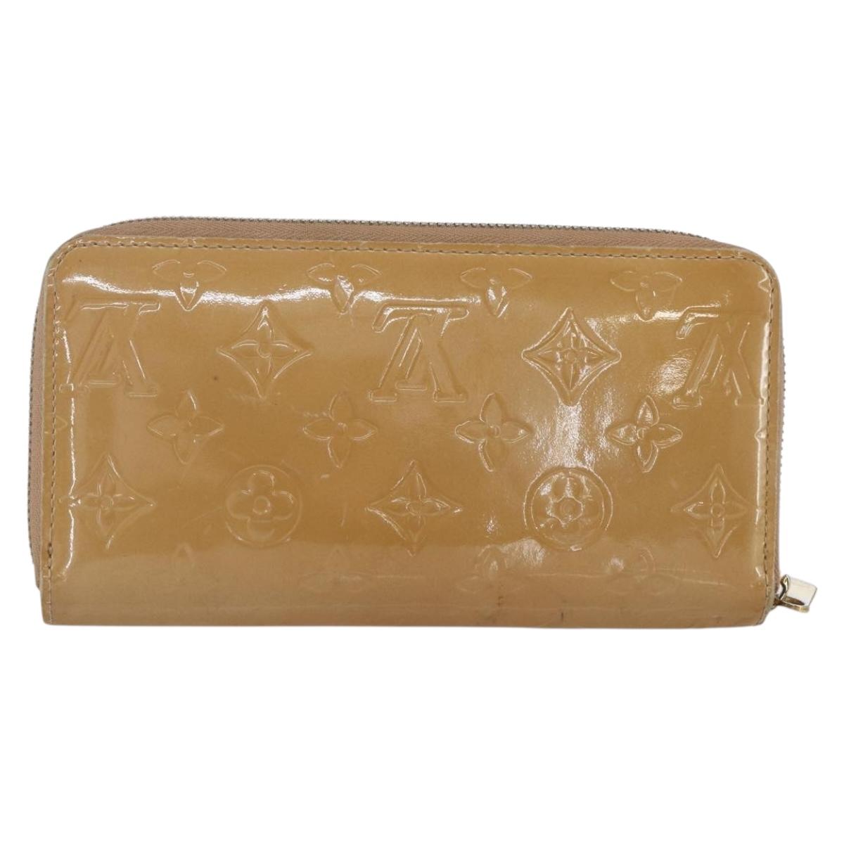 LOUIS VUITTON Monogram Vernis Zippy Wallet Beige M91470 LV Auth SW2021