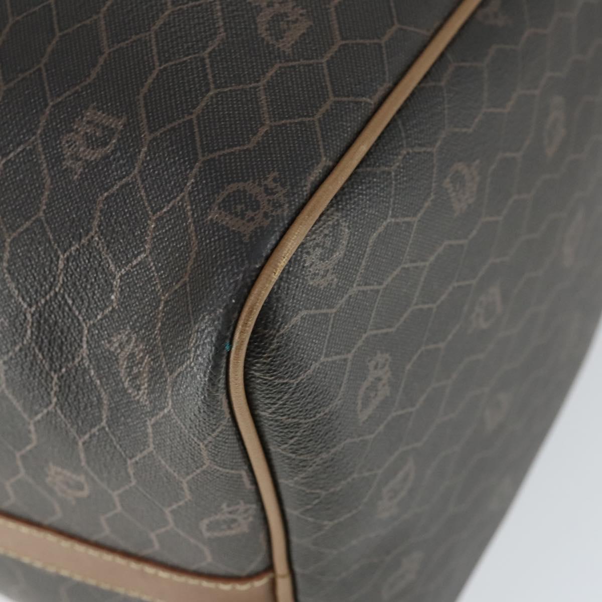 Christian Dior Honeycomb Canvas Boston Bag PVC Black Gold Auth SW2024