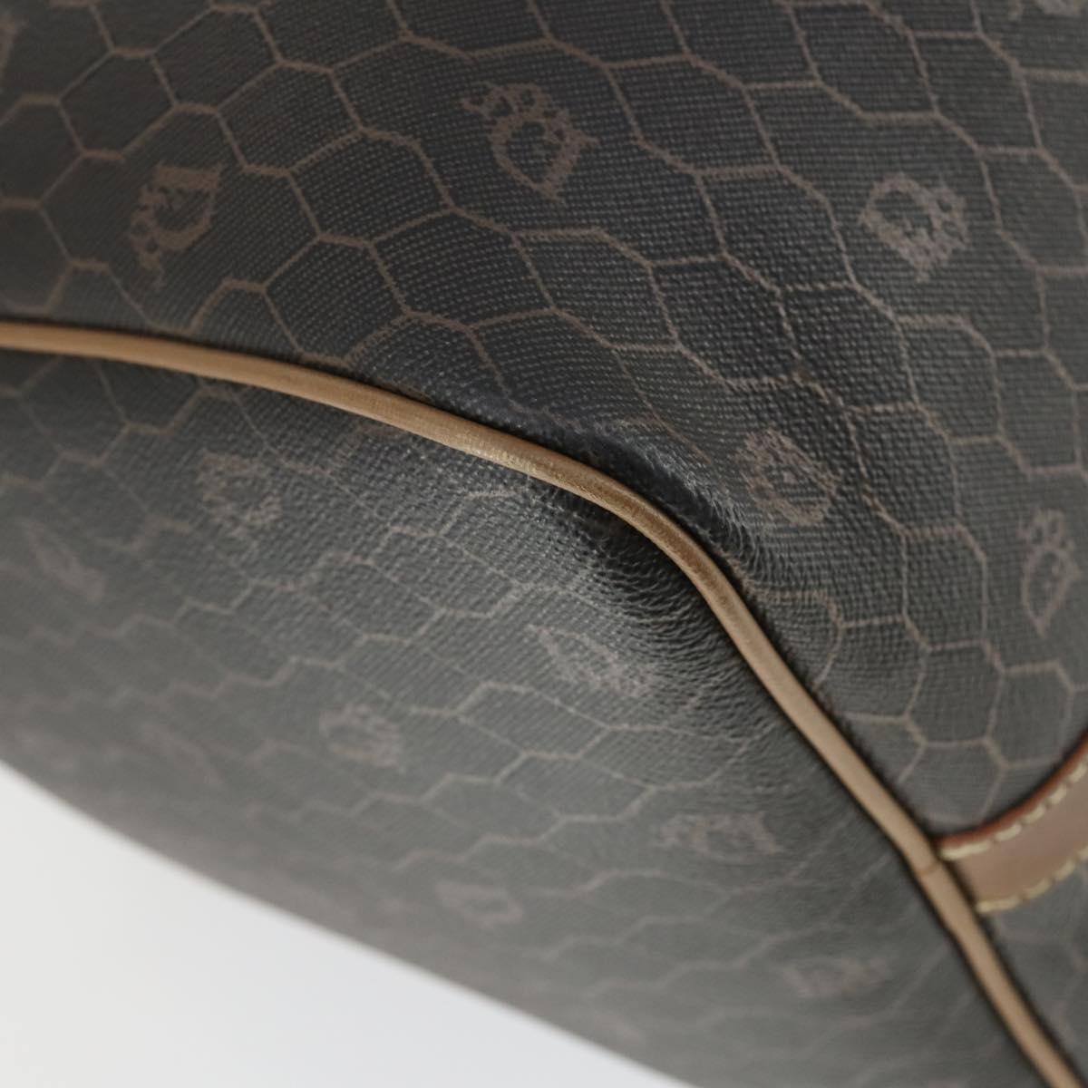 Christian Dior Honeycomb Canvas Boston Bag PVC Black Gold Auth SW2024