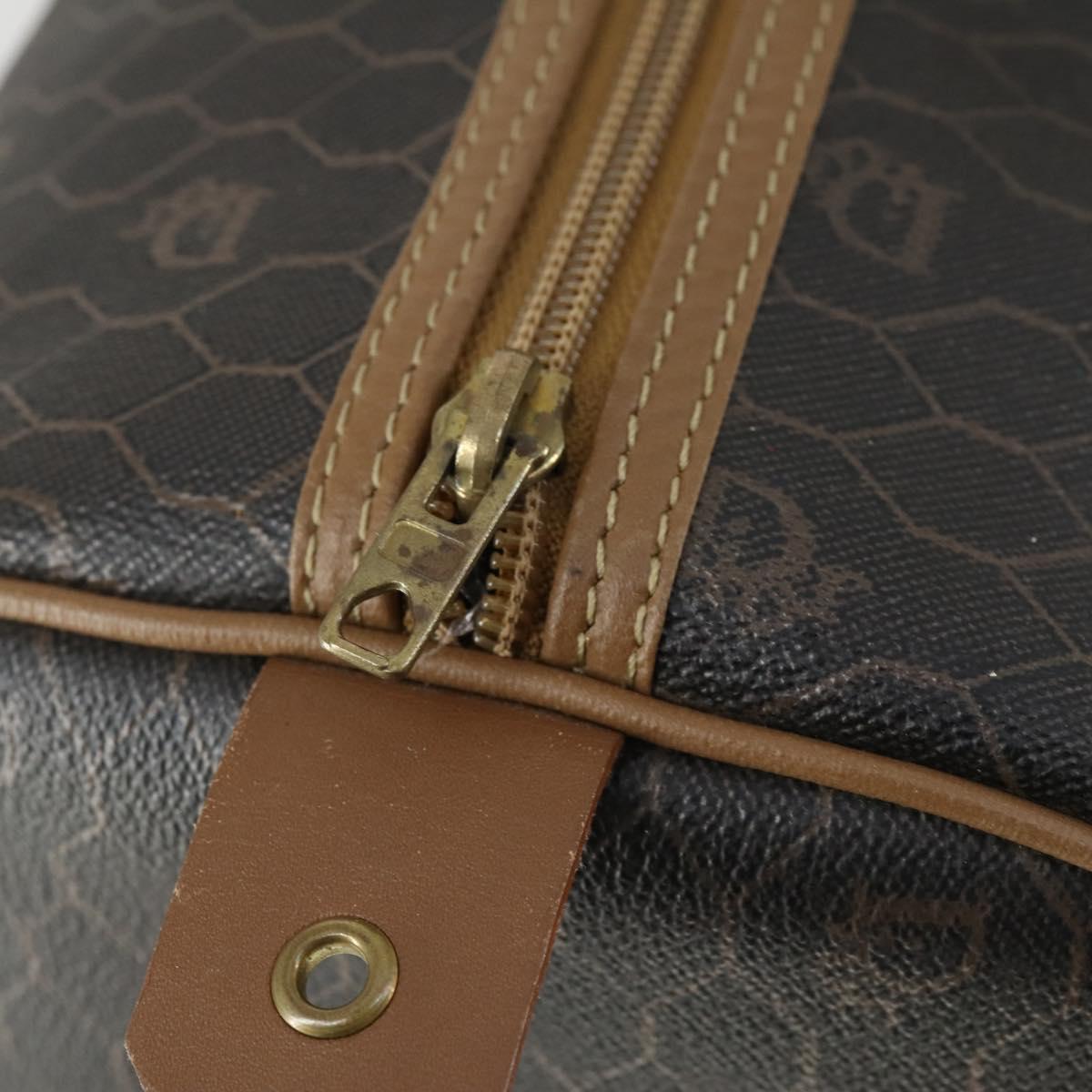 Christian Dior Honeycomb Canvas Boston Bag PVC Black Gold Auth SW2024