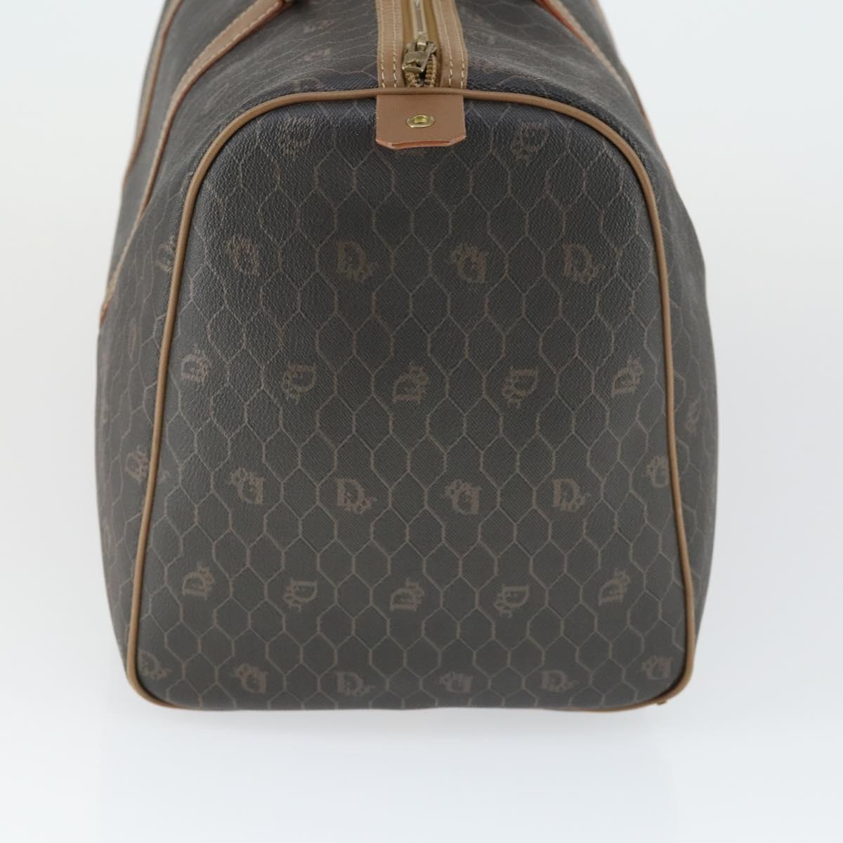 Christian Dior Honeycomb Canvas Boston Bag PVC Black Gold Auth SW2024