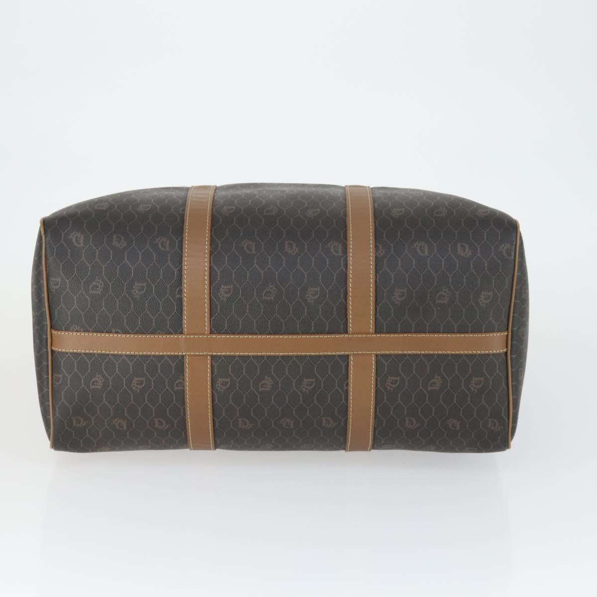 Christian Dior Honeycomb Canvas Boston Bag PVC Black Gold Auth SW2024