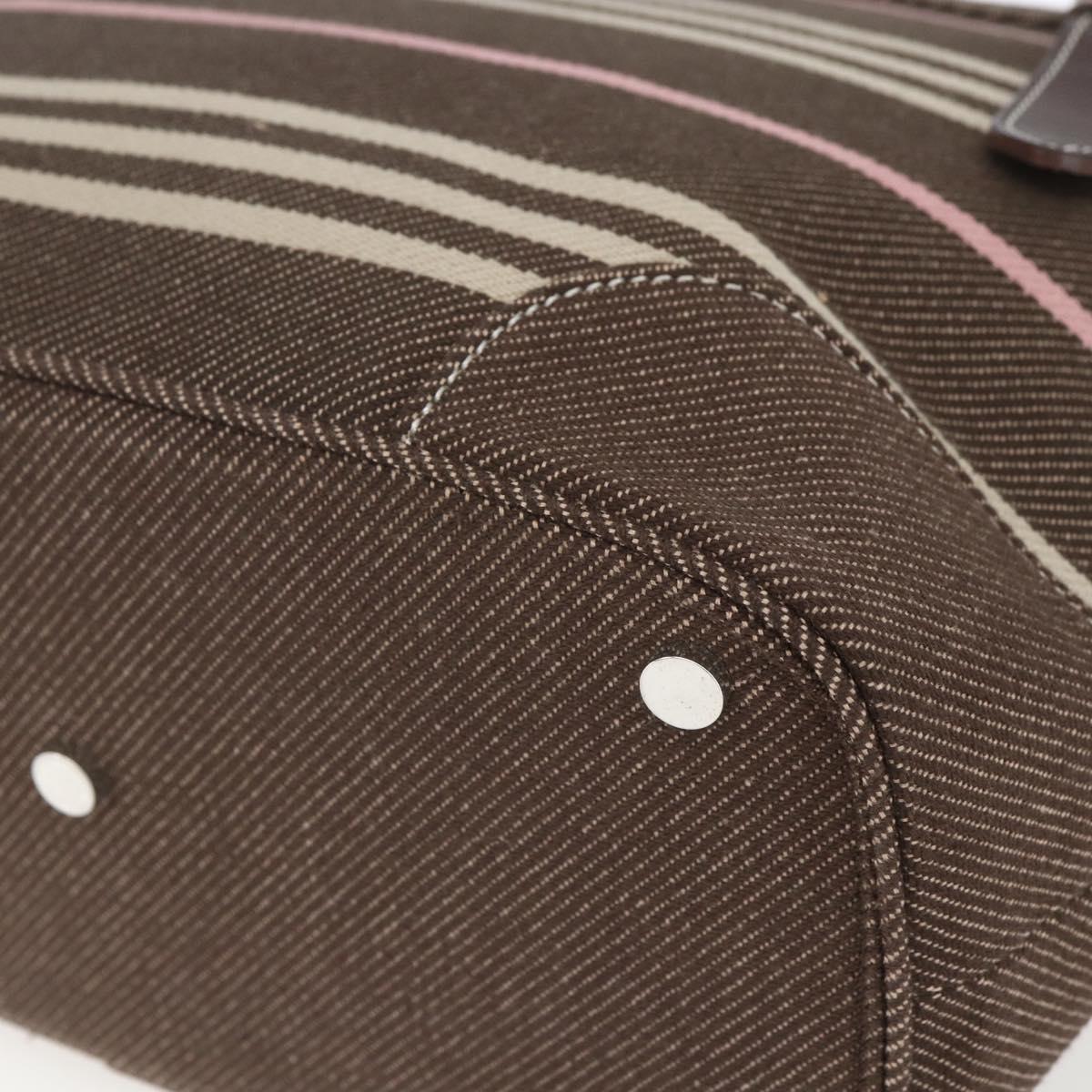 BURBERRY Nova Check Blue Label Tote Bag Canvas Brown Silver Auth SW2025