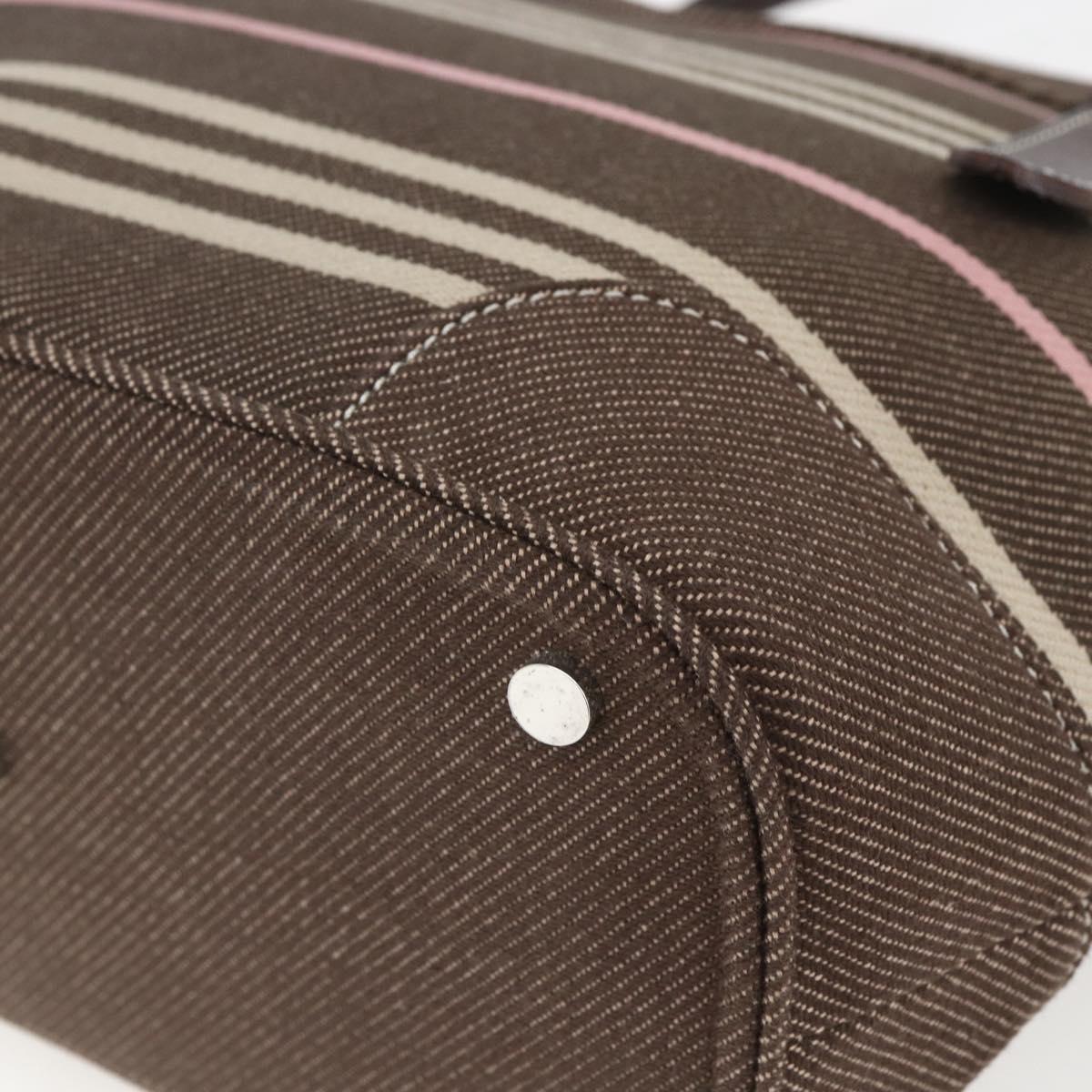 BURBERRY Nova Check Blue Label Tote Bag Canvas Brown Silver Auth SW2025