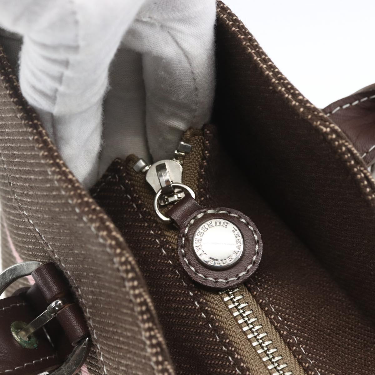 BURBERRY Nova Check Blue Label Tote Bag Canvas Brown Silver Auth SW2025