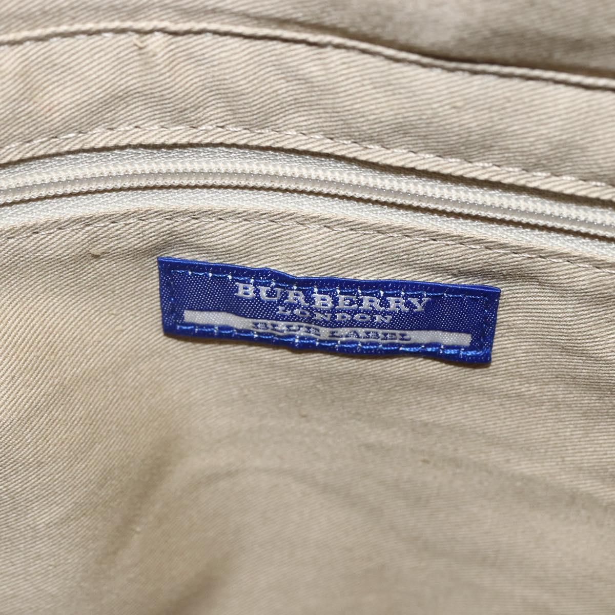 BURBERRY Nova Check Blue Label Tote Bag Canvas Brown Silver Auth SW2025