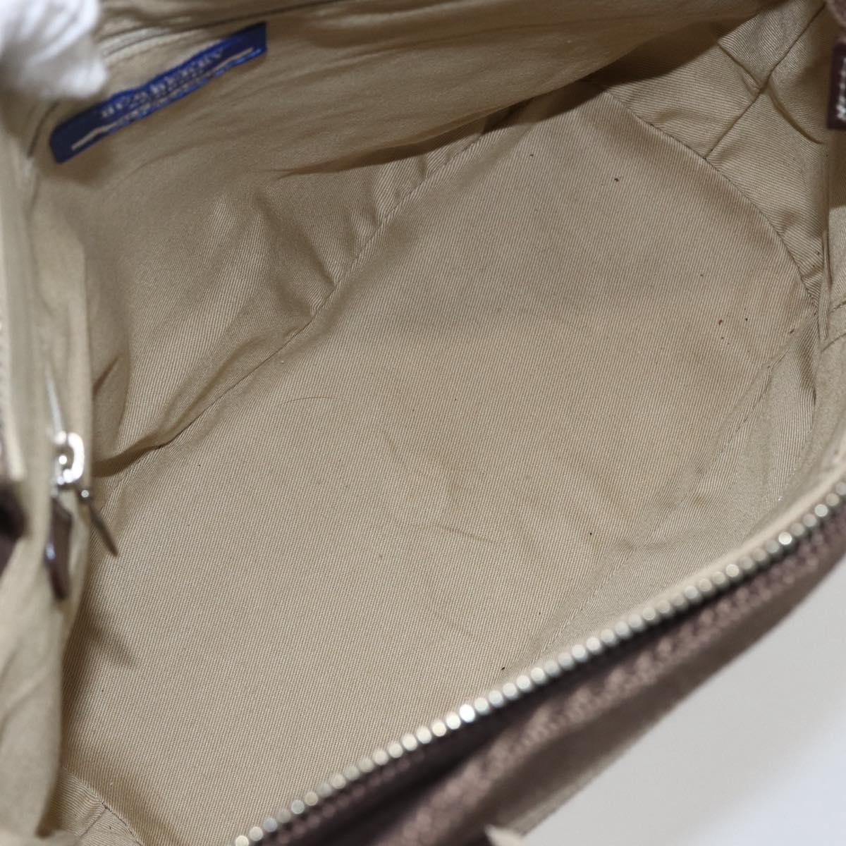 BURBERRY Nova Check Blue Label Tote Bag Canvas Brown Silver Auth SW2025