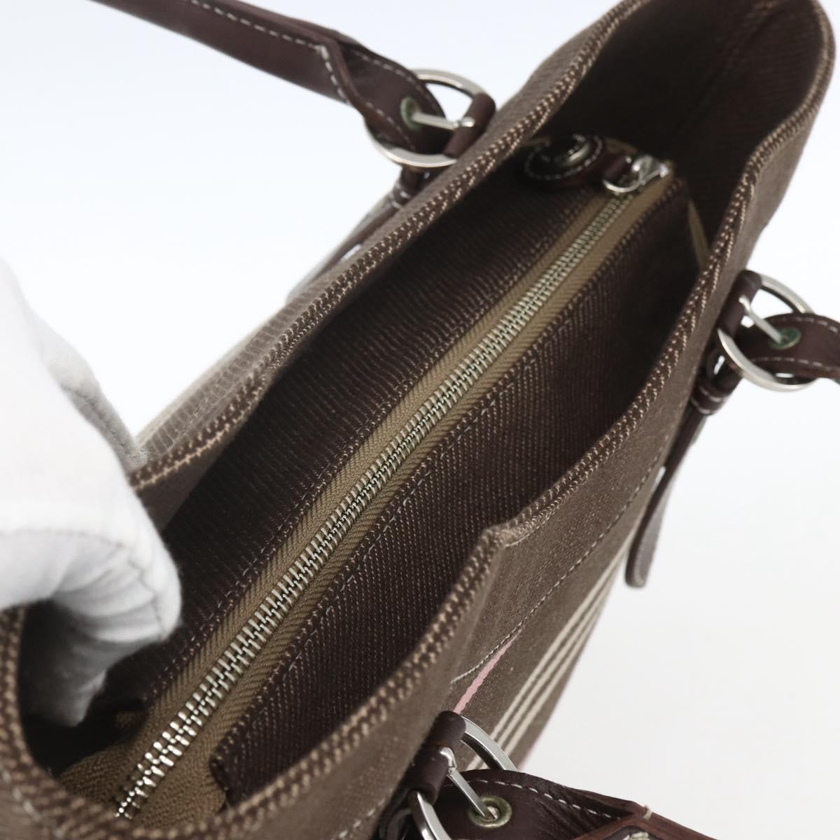 BURBERRY Nova Check Blue Label Tote Bag Canvas Brown Silver Auth SW2025