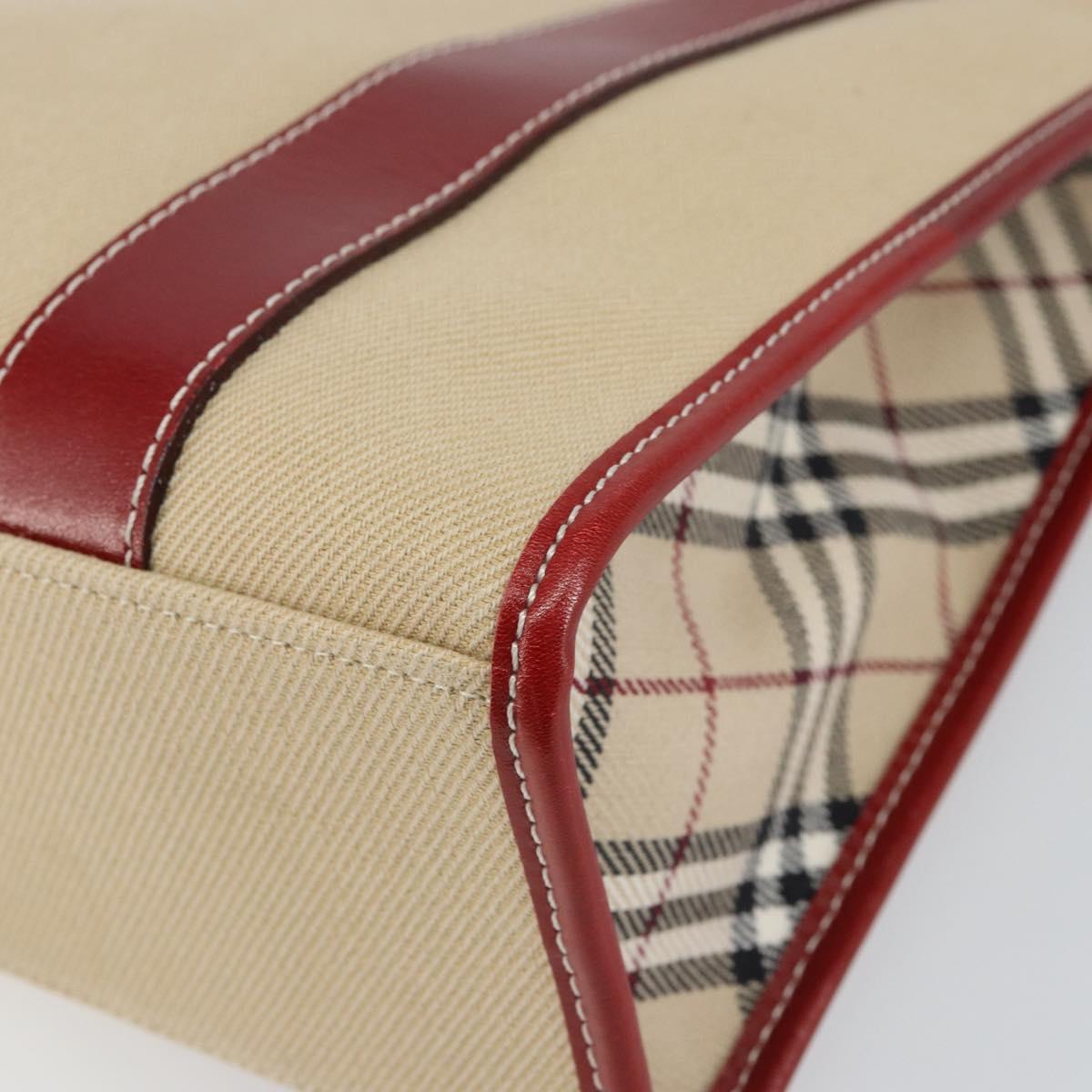 BURBERRY Blue Label Tote Bag Canvas Beige Silver Auth SW2026