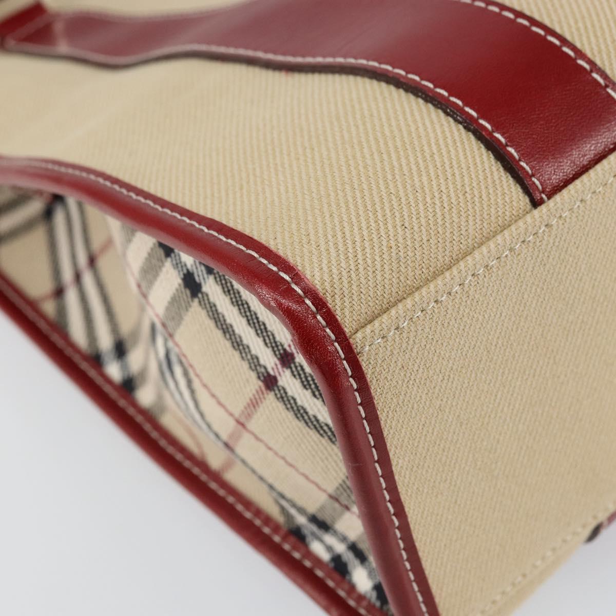 BURBERRY Blue Label Tote Bag Canvas Beige Silver Auth SW2026