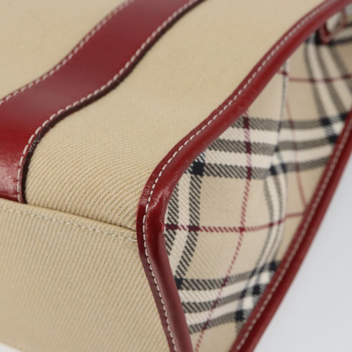 BURBERRY Blue Label Tote Bag Canvas Beige Silver Auth SW2026