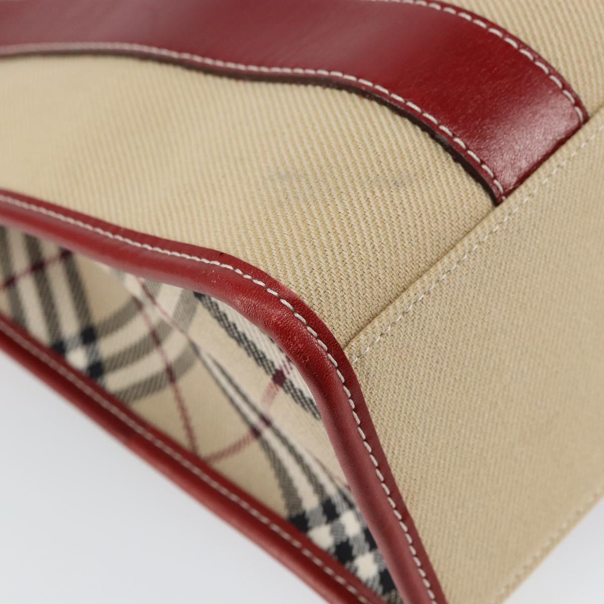 BURBERRY Blue Label Tote Bag Canvas Beige Silver Auth SW2026