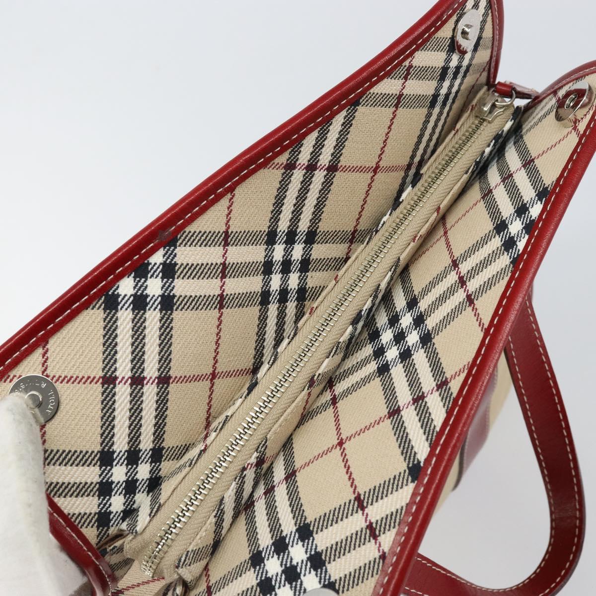 BURBERRY Blue Label Tote Bag Canvas Beige Silver Auth SW2026