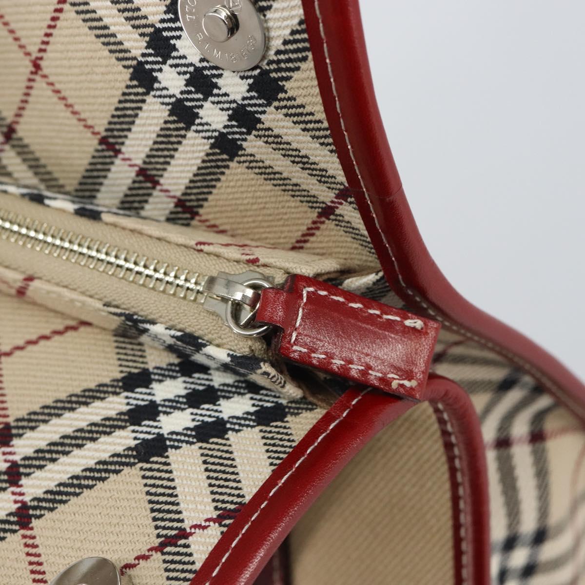 BURBERRY Blue Label Tote Bag Canvas Beige Silver Auth SW2026