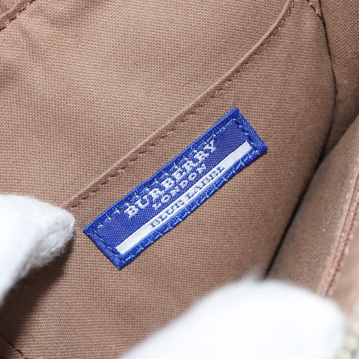 BURBERRY Blue Label Tote Bag Canvas Beige Silver Auth SW2026