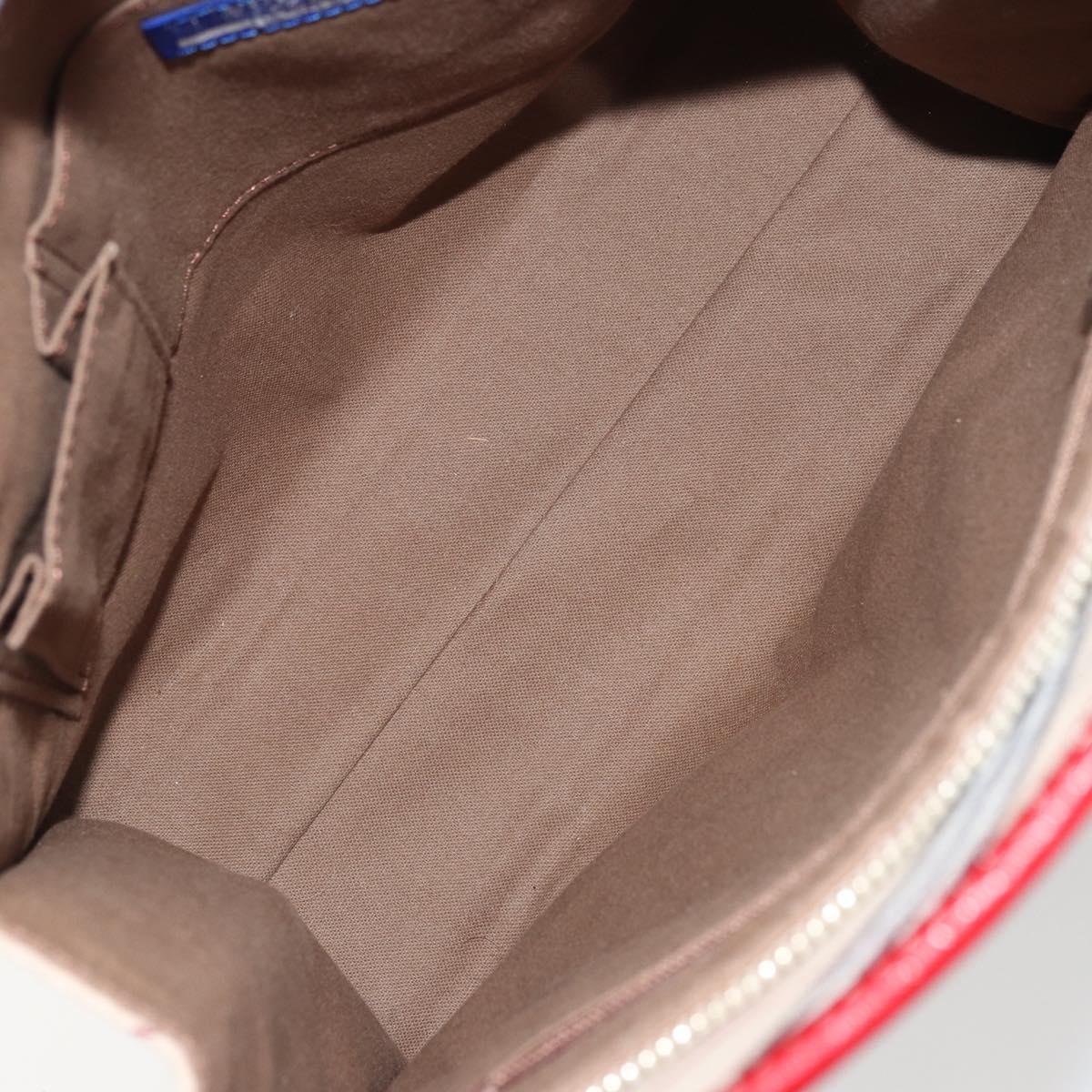 BURBERRY Blue Label Tote Bag Canvas Beige Silver Auth SW2026