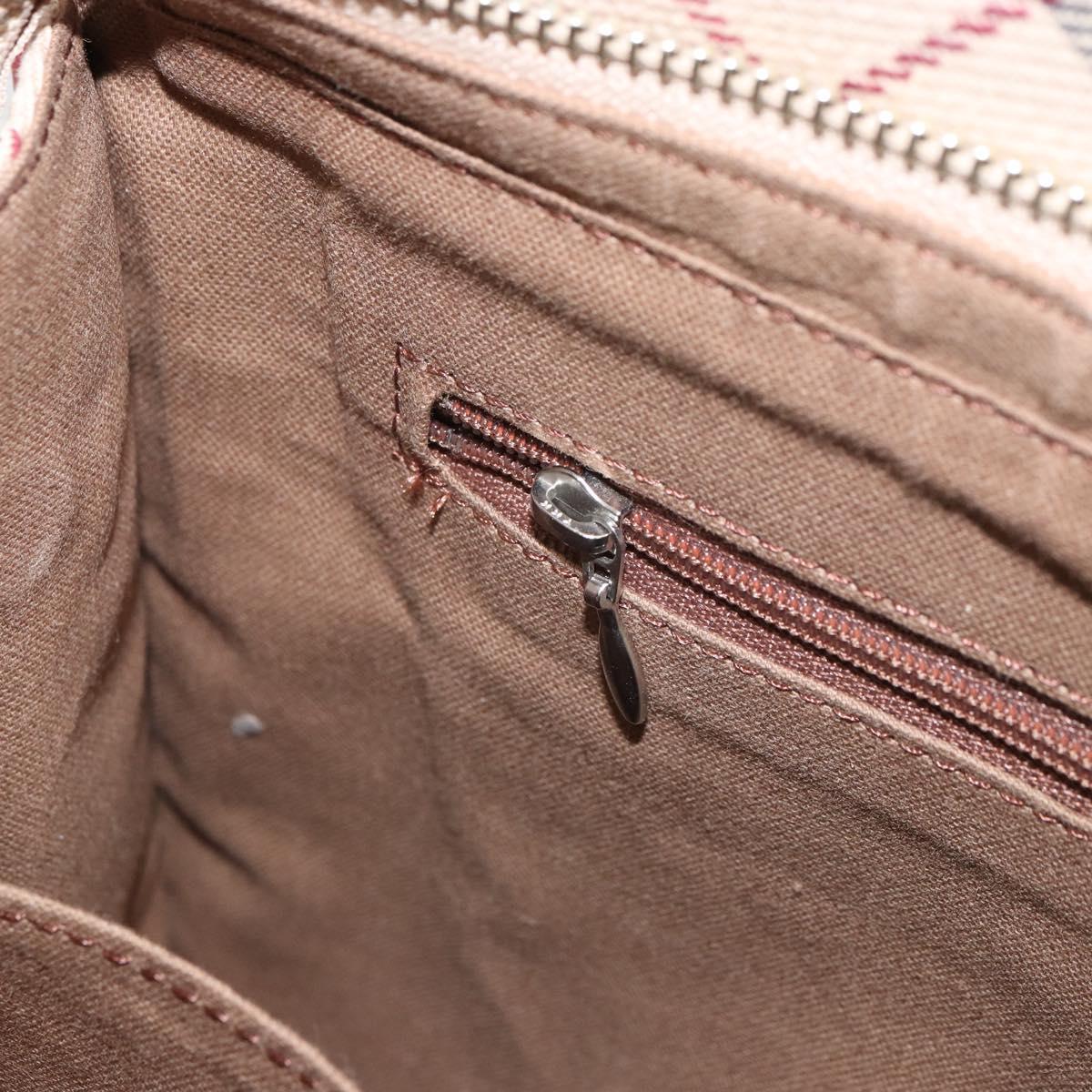 BURBERRY Blue Label Tote Bag Canvas Beige Silver Auth SW2026