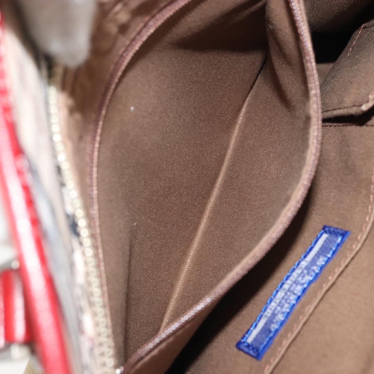 BURBERRY Blue Label Tote Bag Canvas Beige Silver Auth SW2026