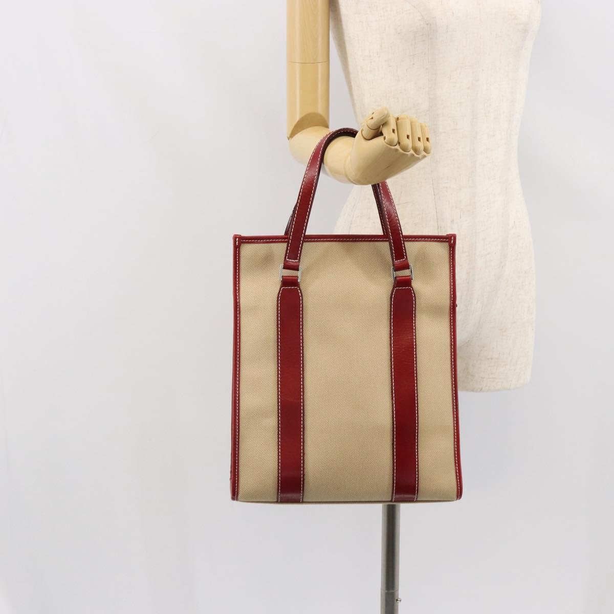 BURBERRY Blue Label Tote Bag Canvas Beige Silver Auth SW2026