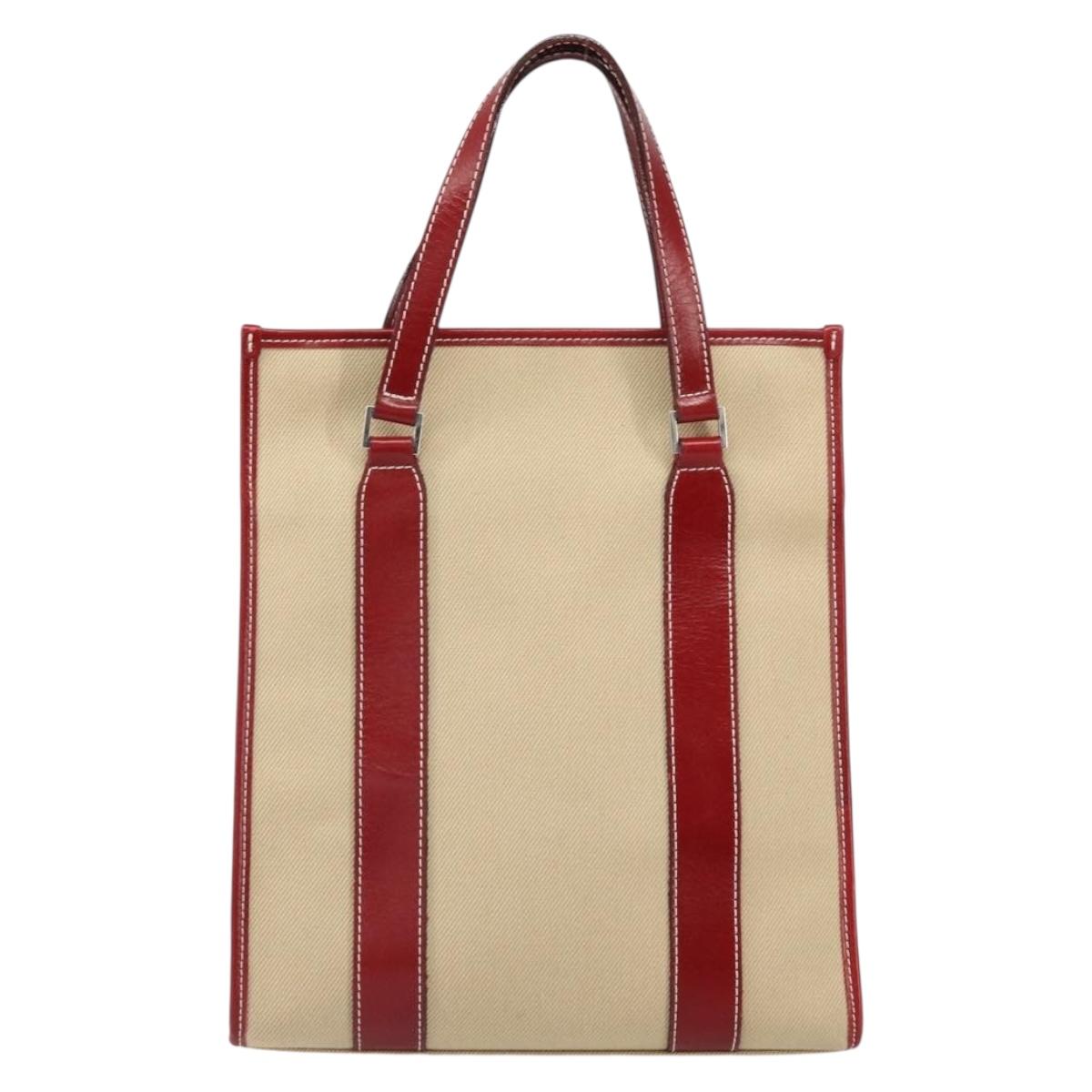 BURBERRY Blue Label Tote Bag Canvas Beige Silver Auth SW2026