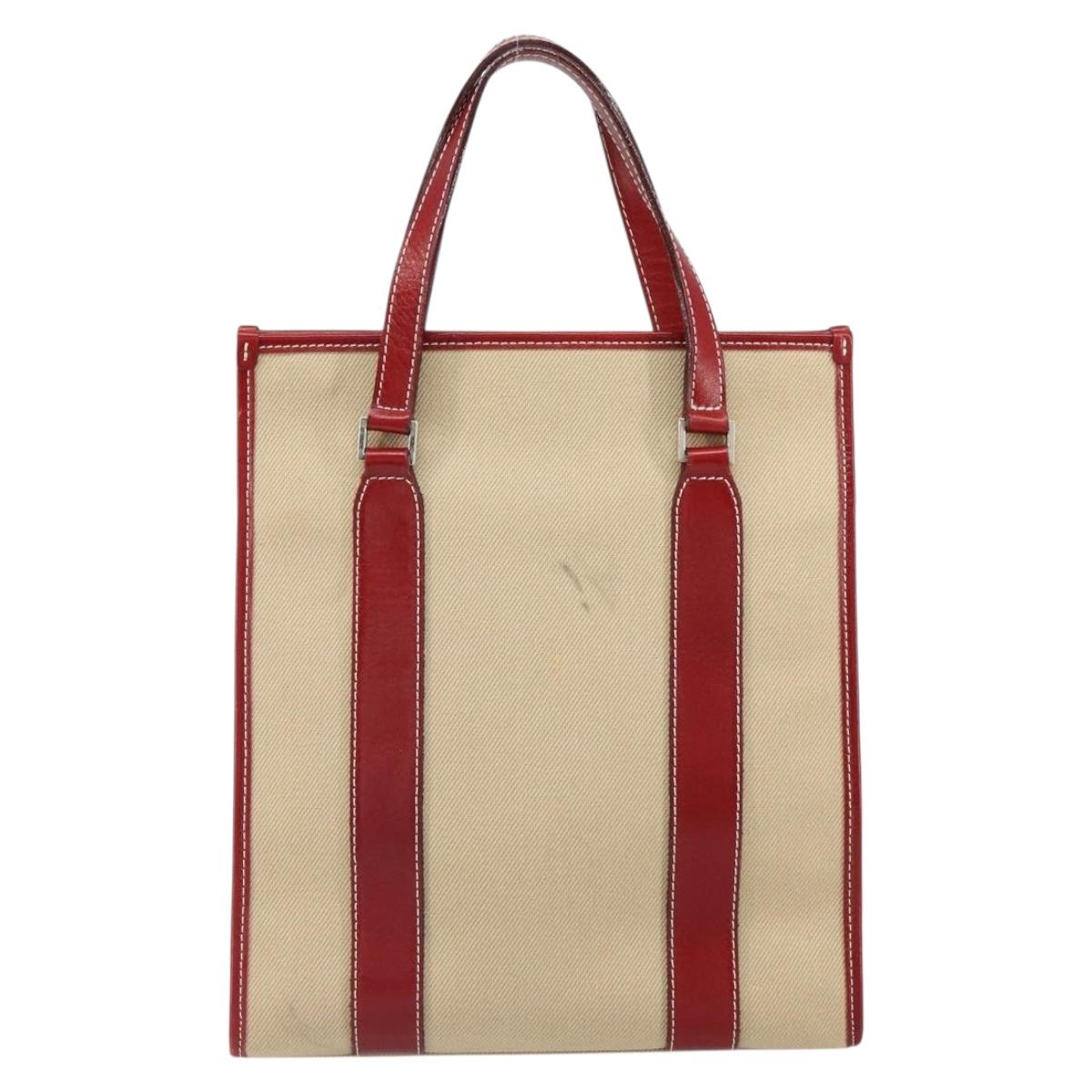 BURBERRY Blue Label Tote Bag Canvas Beige Silver Auth SW2026