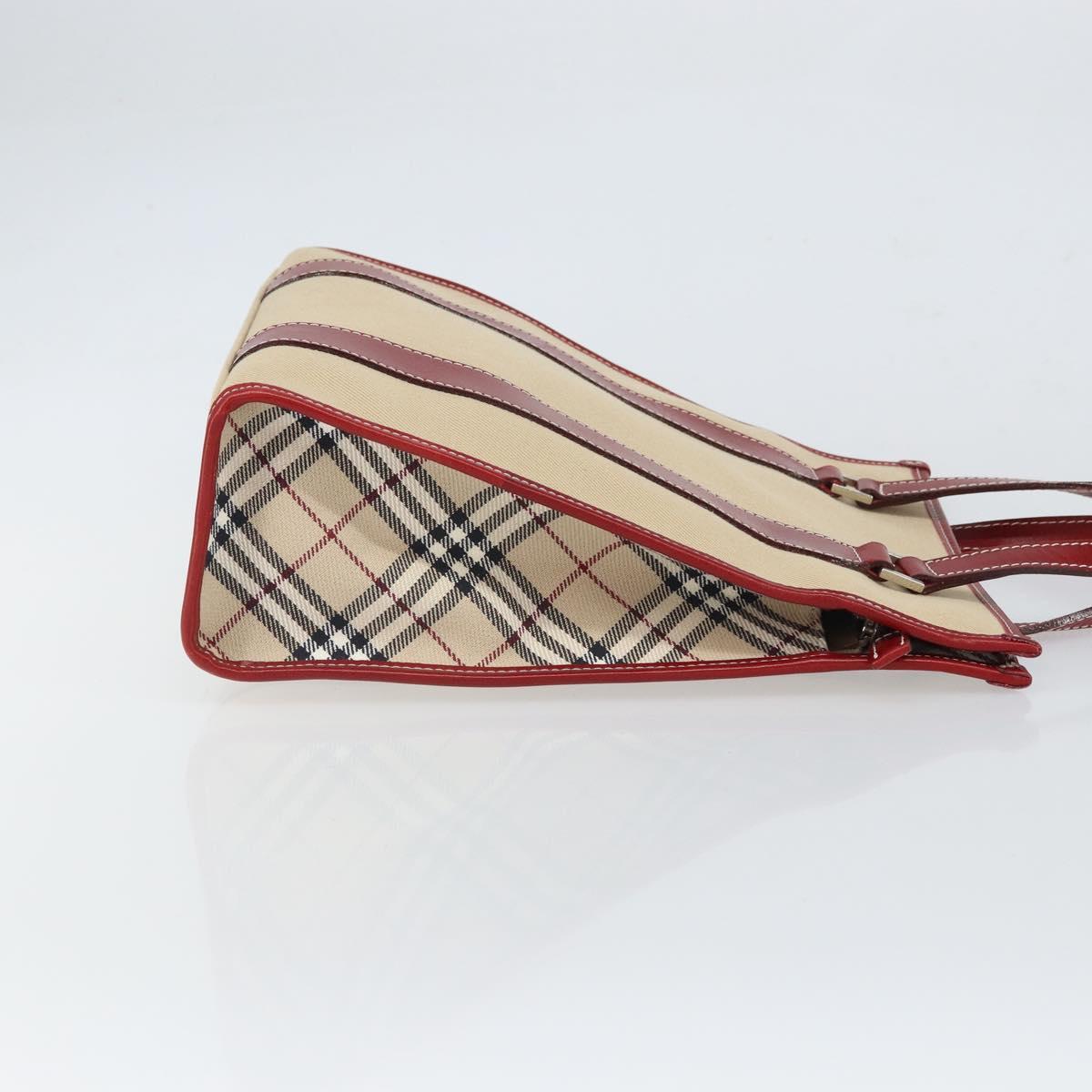 BURBERRY Blue Label Tote Bag Canvas Beige Silver Auth SW2026